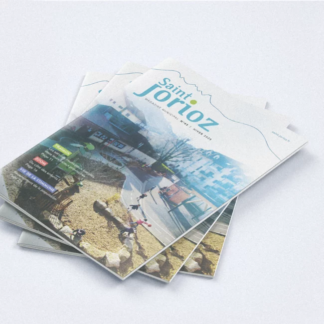 Couverture du magazine municipal de Saint-Jorioz – création graphique